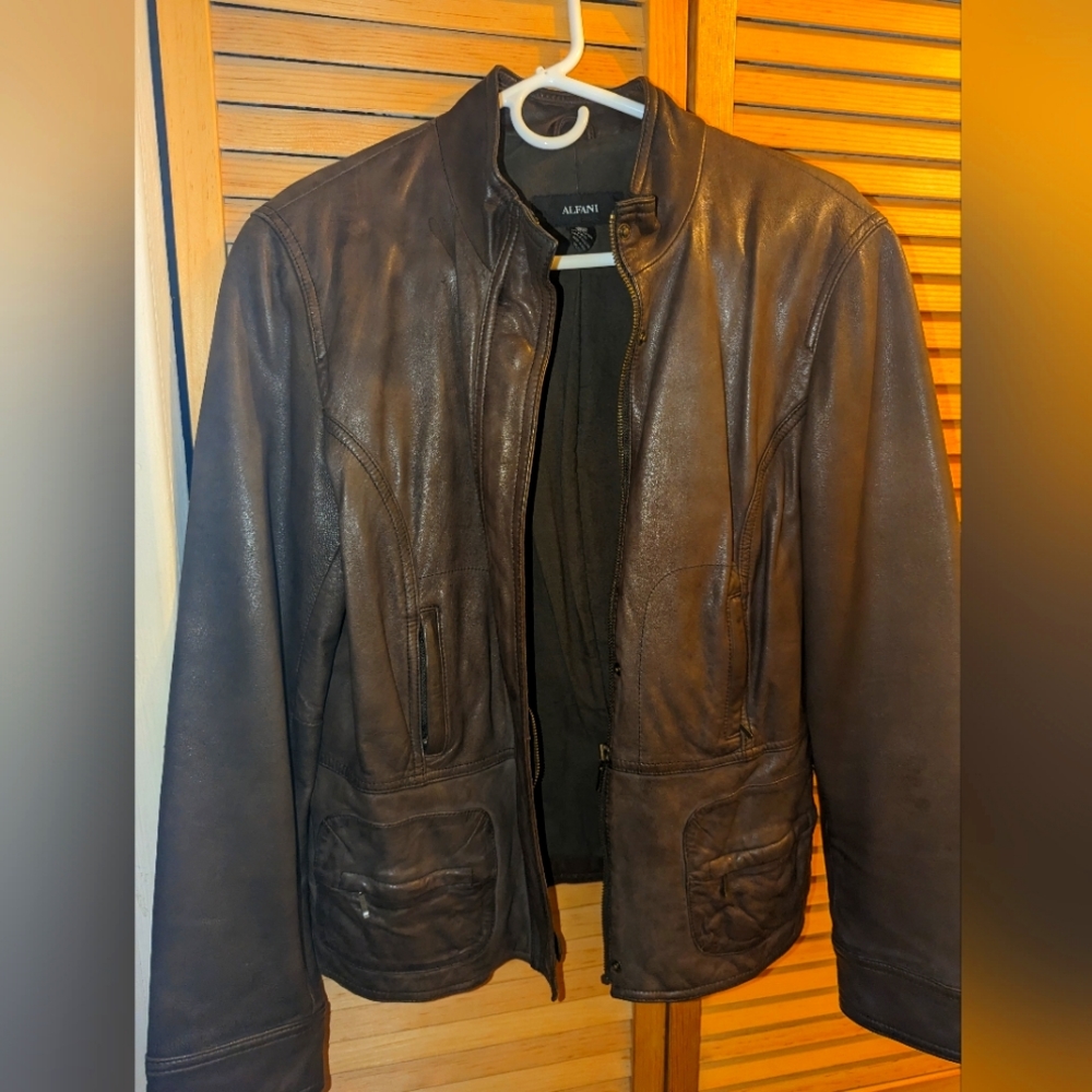 Alfani Women's Medium Faux Leather Bomber Jacket